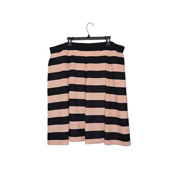 Ashley Nell Tipton Pleated Stripped Skirt Plus 2X Pink Black Knee Length Pockets - Picture 2 of 7